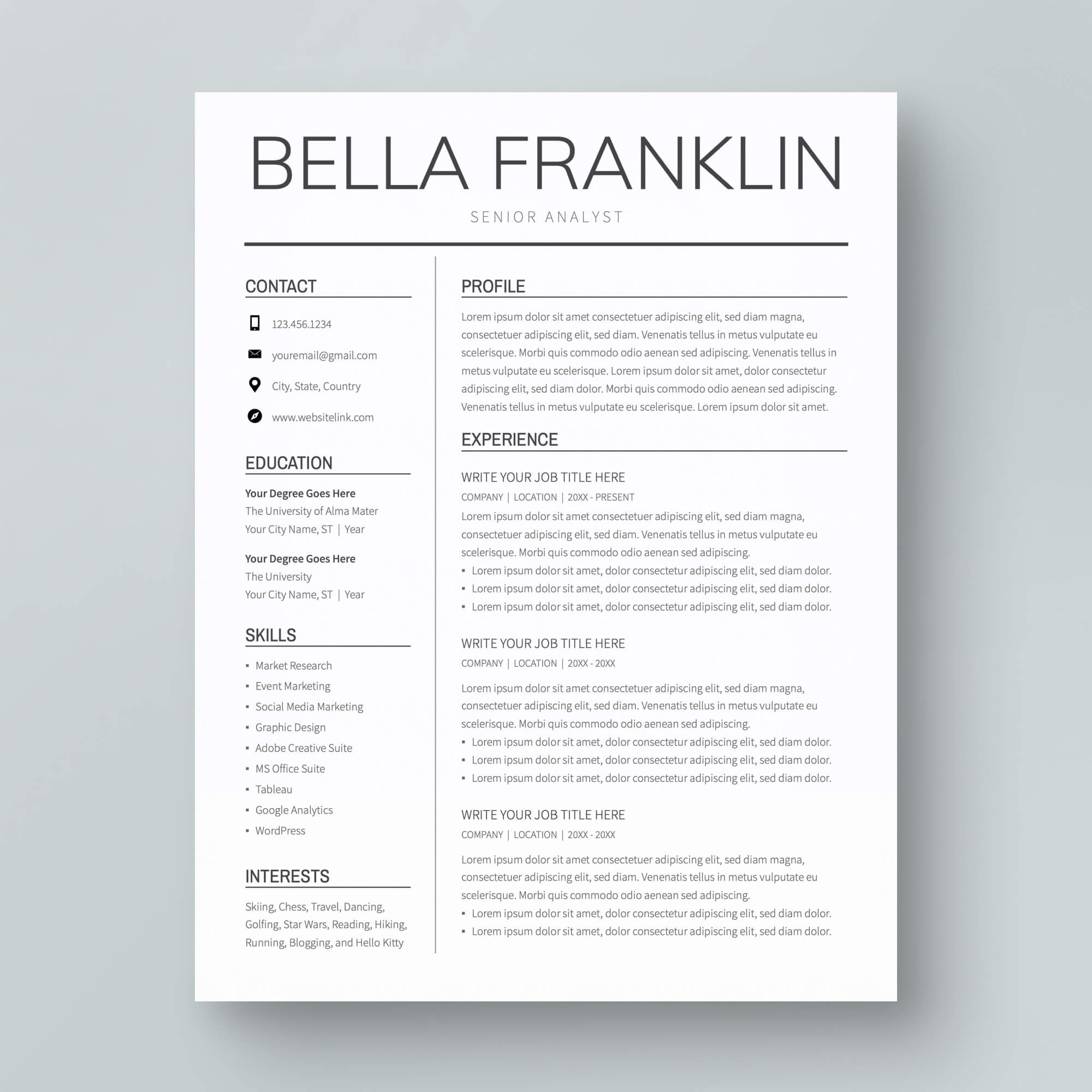 Resume Template: Bella Franklin – MioDocs