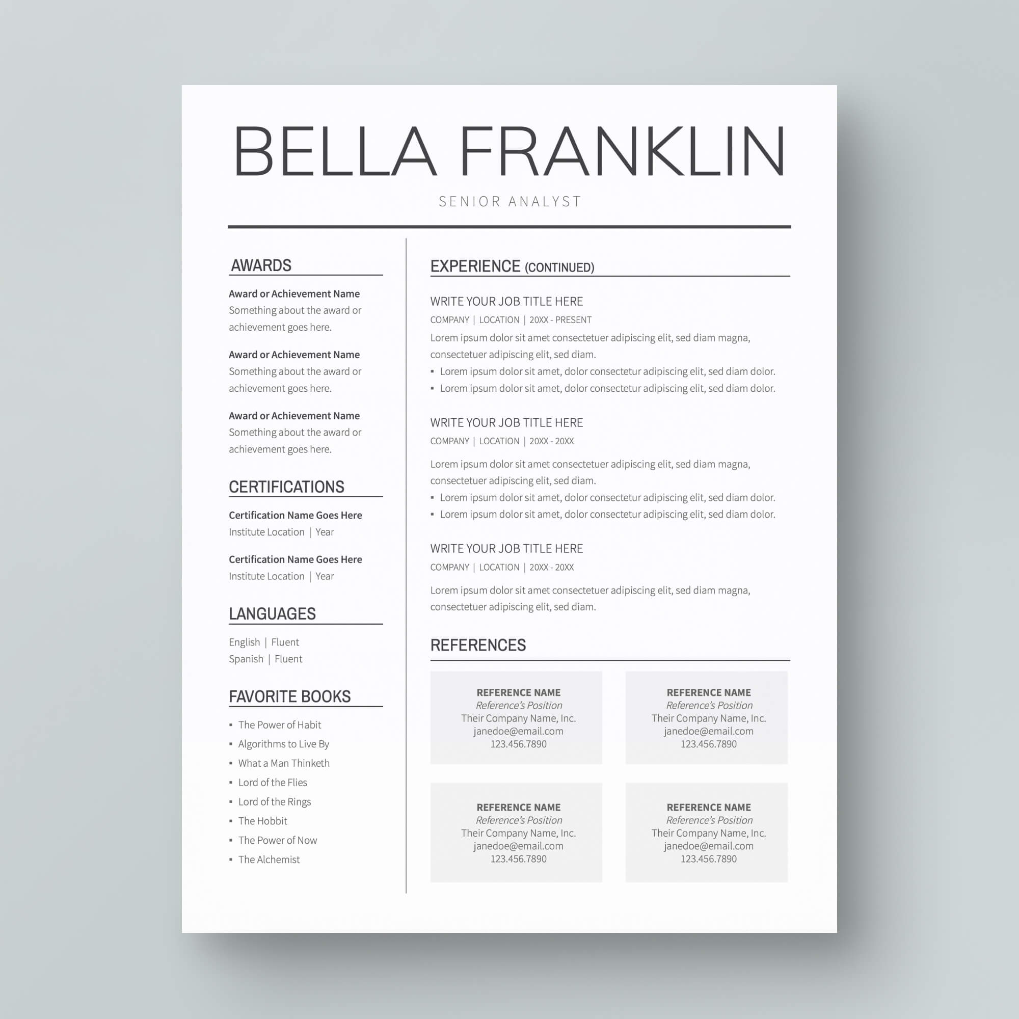 Resume Template: Bella Franklin – MioDocs