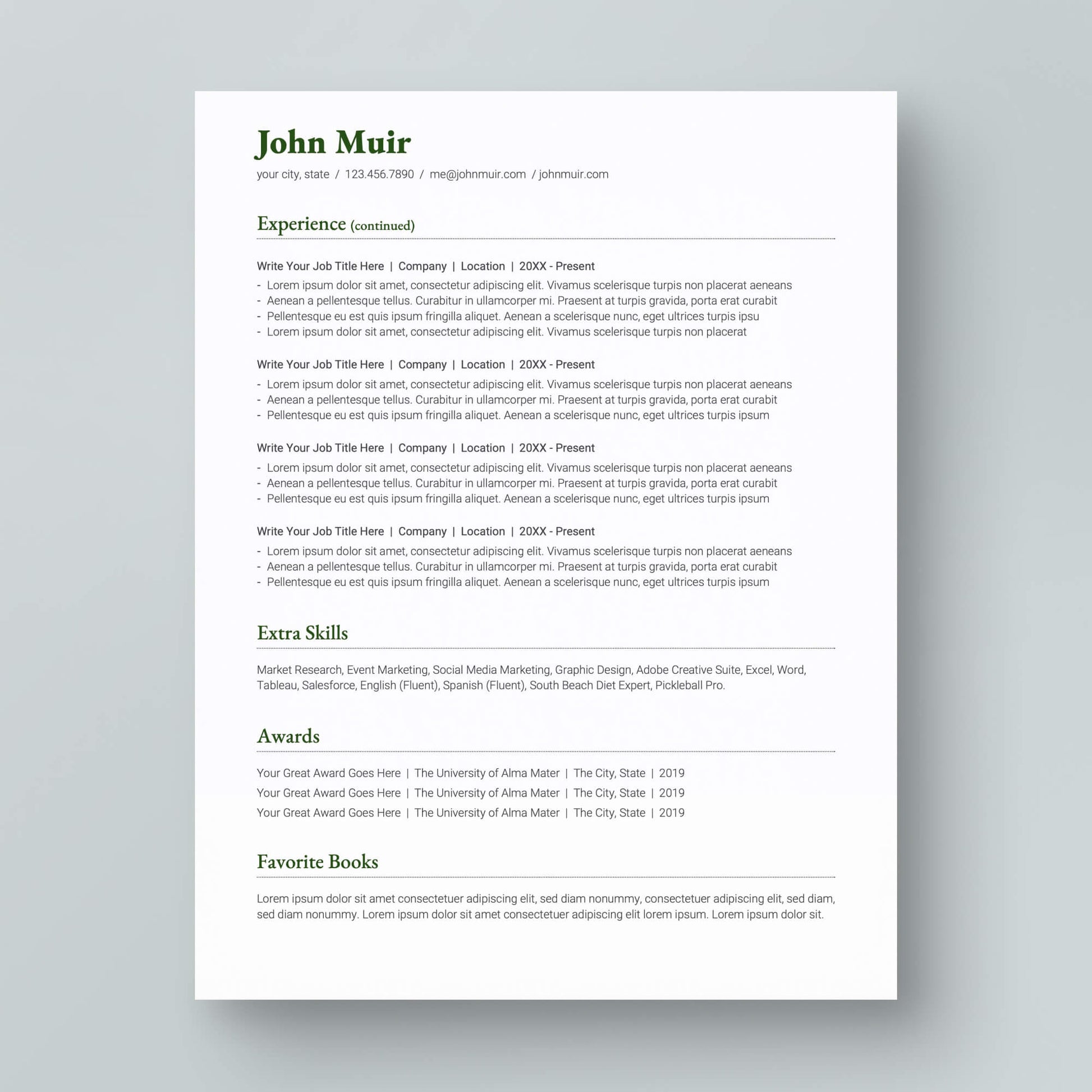 Resume Template: John Muir - MioDocs