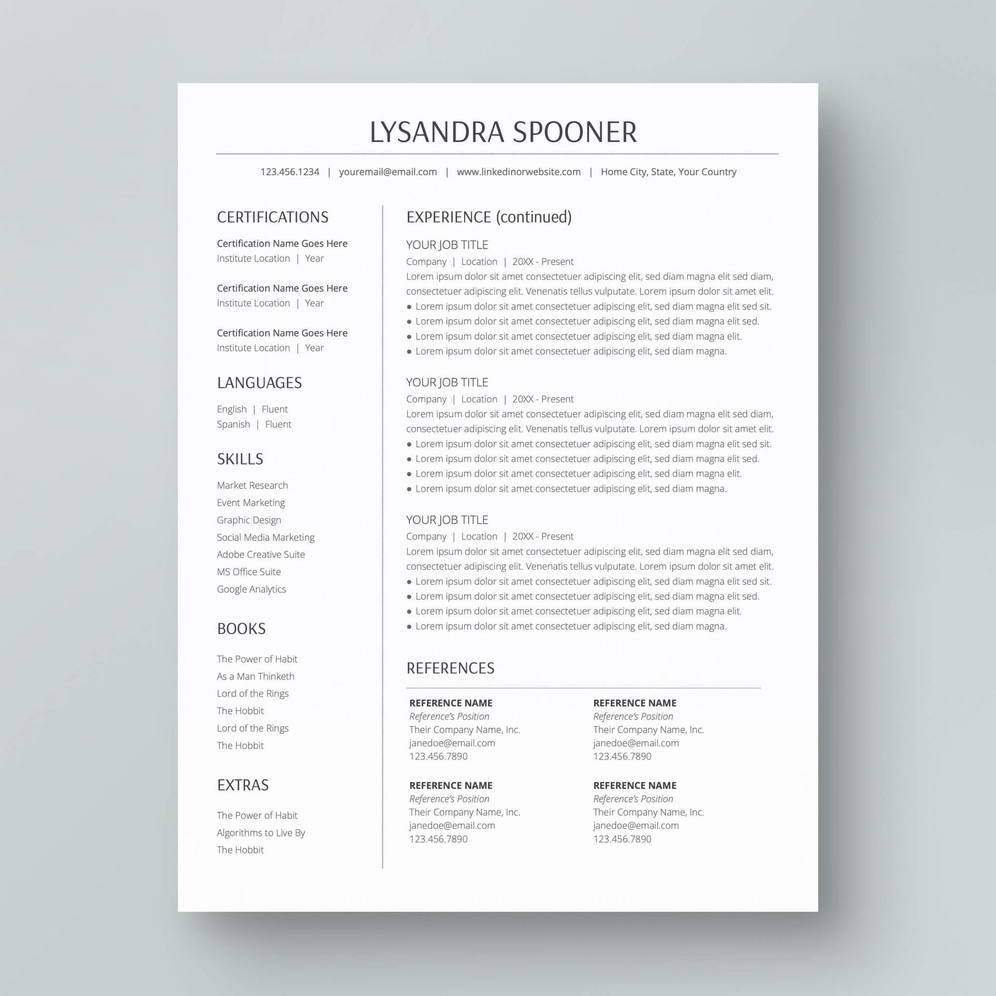 Resume Template: Lysandra Spooner - MioDocs