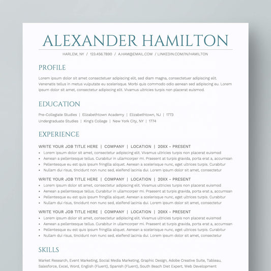 Resume Template: Alexander Hamilton - MioDocs