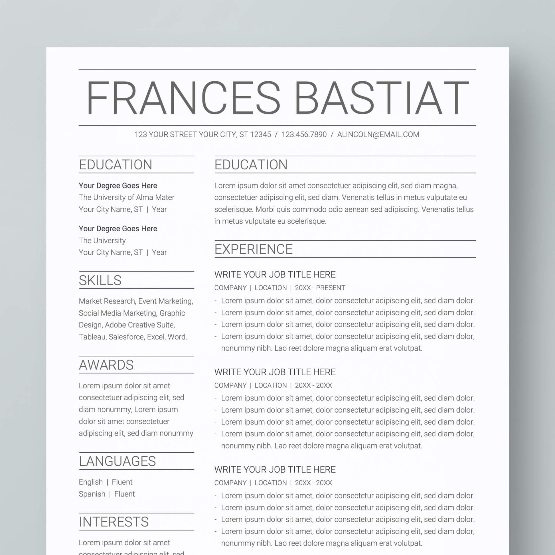 Resume Template: Frances Bastiat - MioDocs