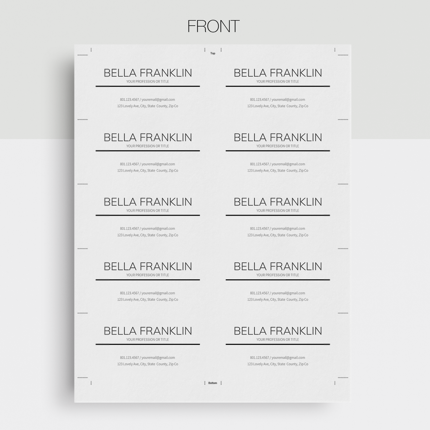 Bella Franklin | Google Docs Professional Business Cards Template - MioDocs