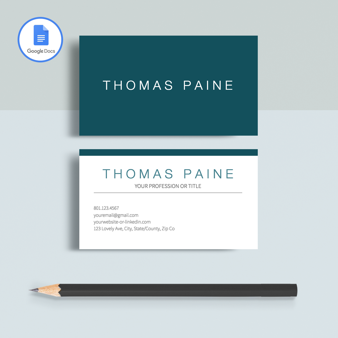 Google Docs Business Card Template: Thomas Paine by MioDocs