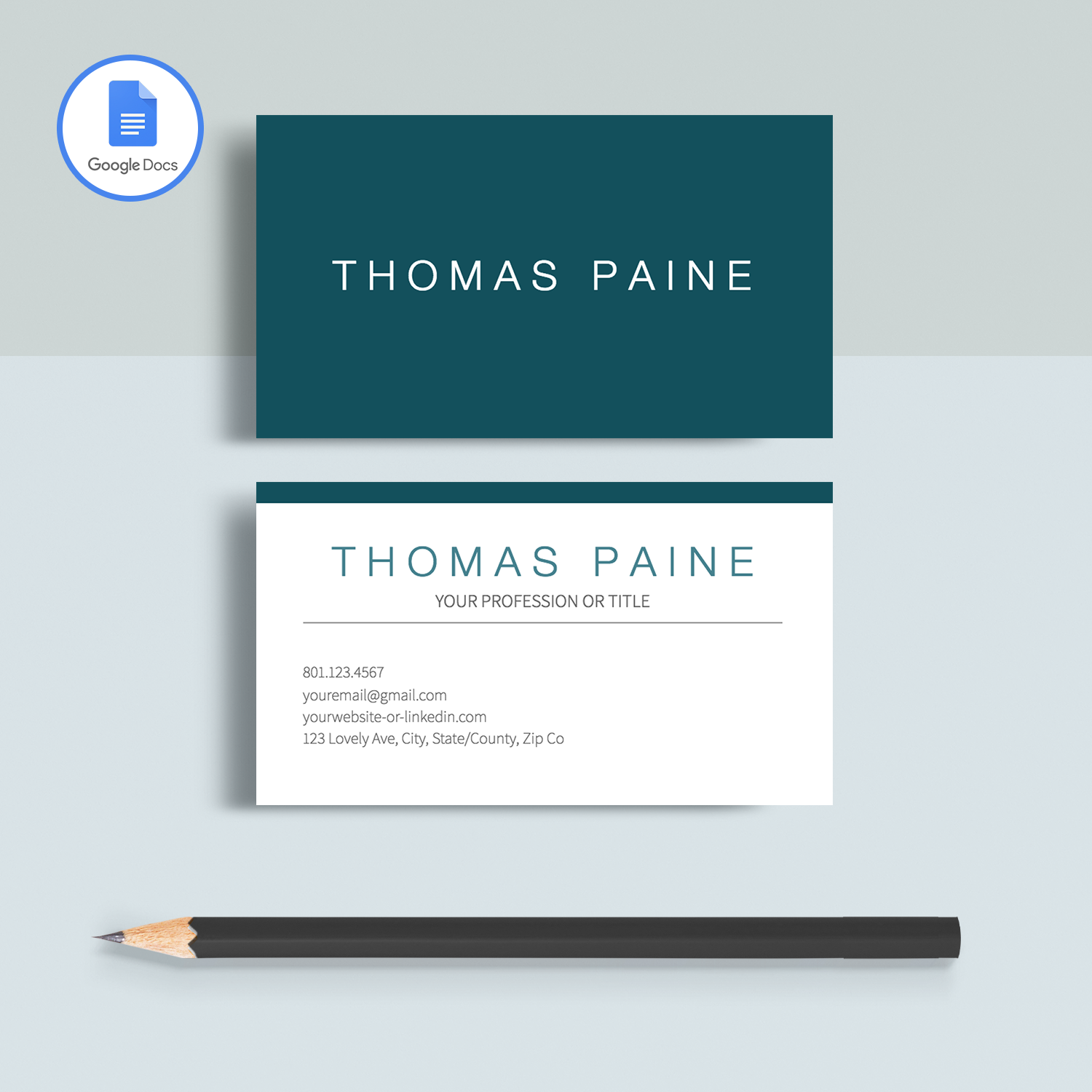 Thomas Paine | Google Docs Professional Business Cards Template - MioDocs